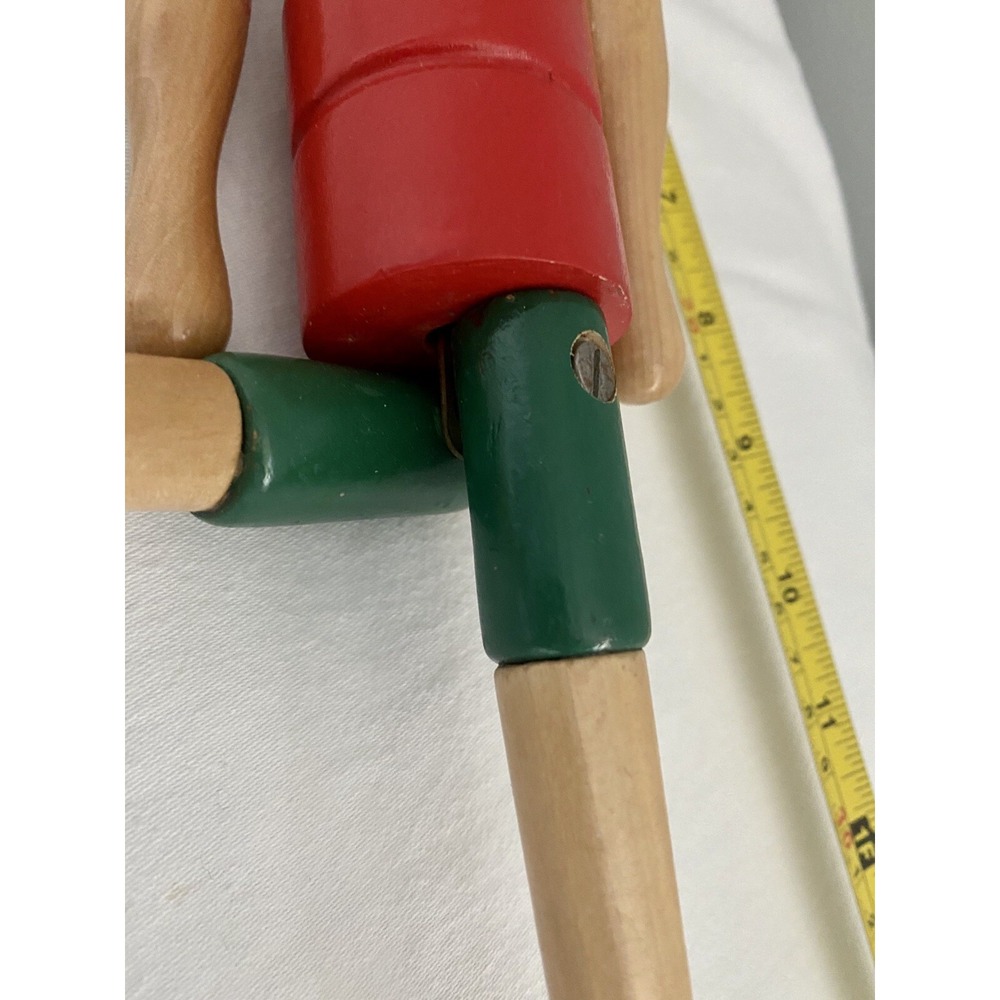 Vtg Wood Posable Pinocchio Figure Toy, Jointed Italy 15" - Picture 7 of 12
